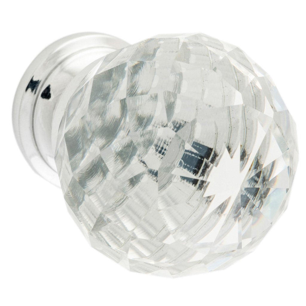 Clear Diamond Cut Glass Cabinet Knob
