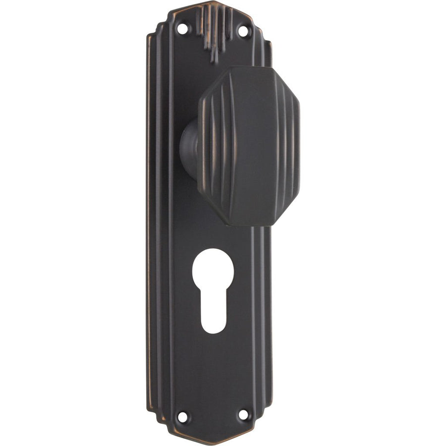 Deco Octagonal Knob on Plate (Door Handle Set)