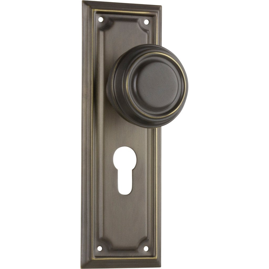 Edwardian Knob on Rectangular Plate (Door Handle Set)