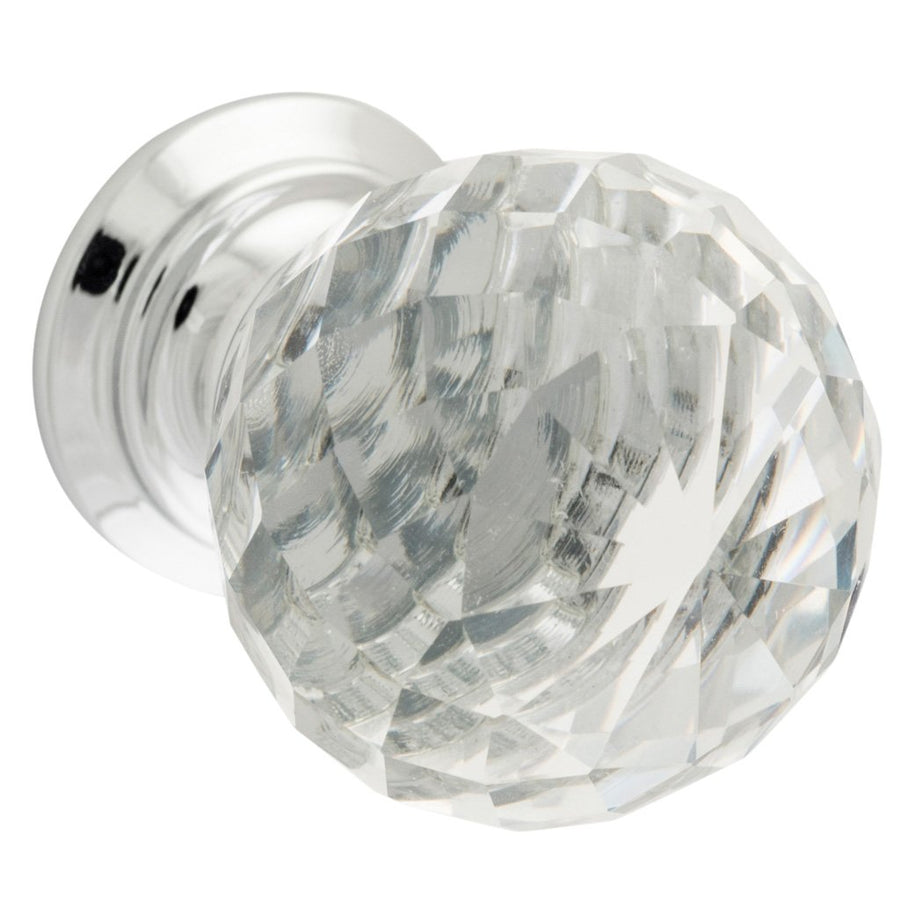 Clear Diamond Cut Glass Cabinet Knob