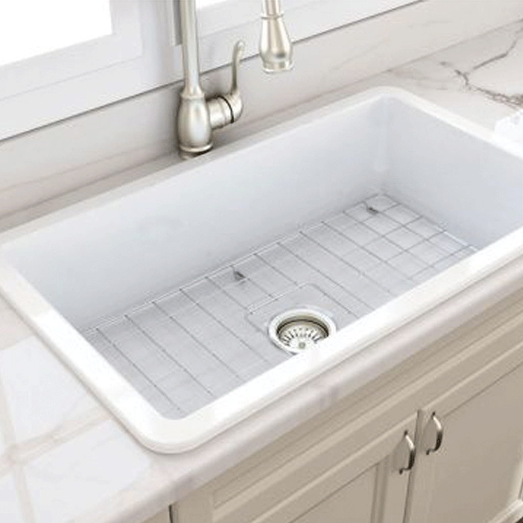 Fine Fireclay Single Sink (CUISINE-81) Gloss White
