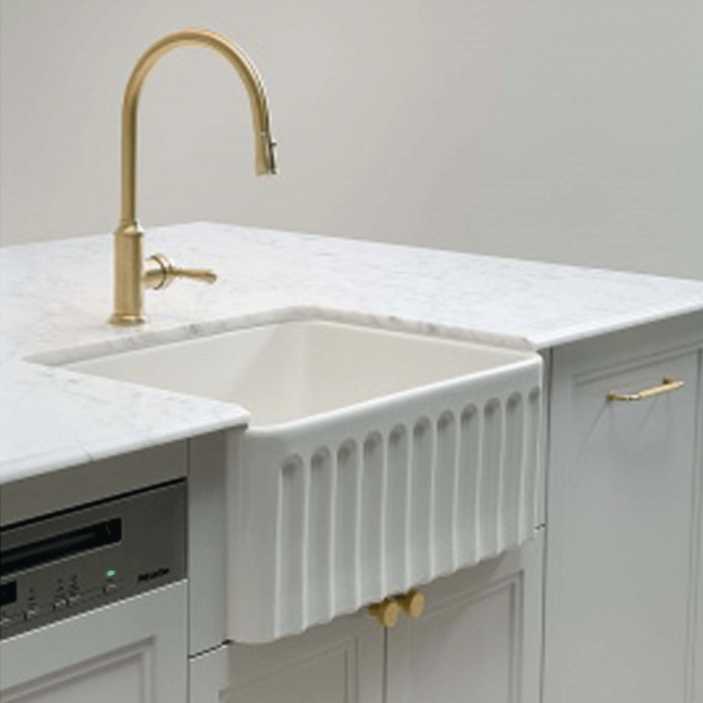Fine Fireclay Single Sink (NOVI-60) Gloss White