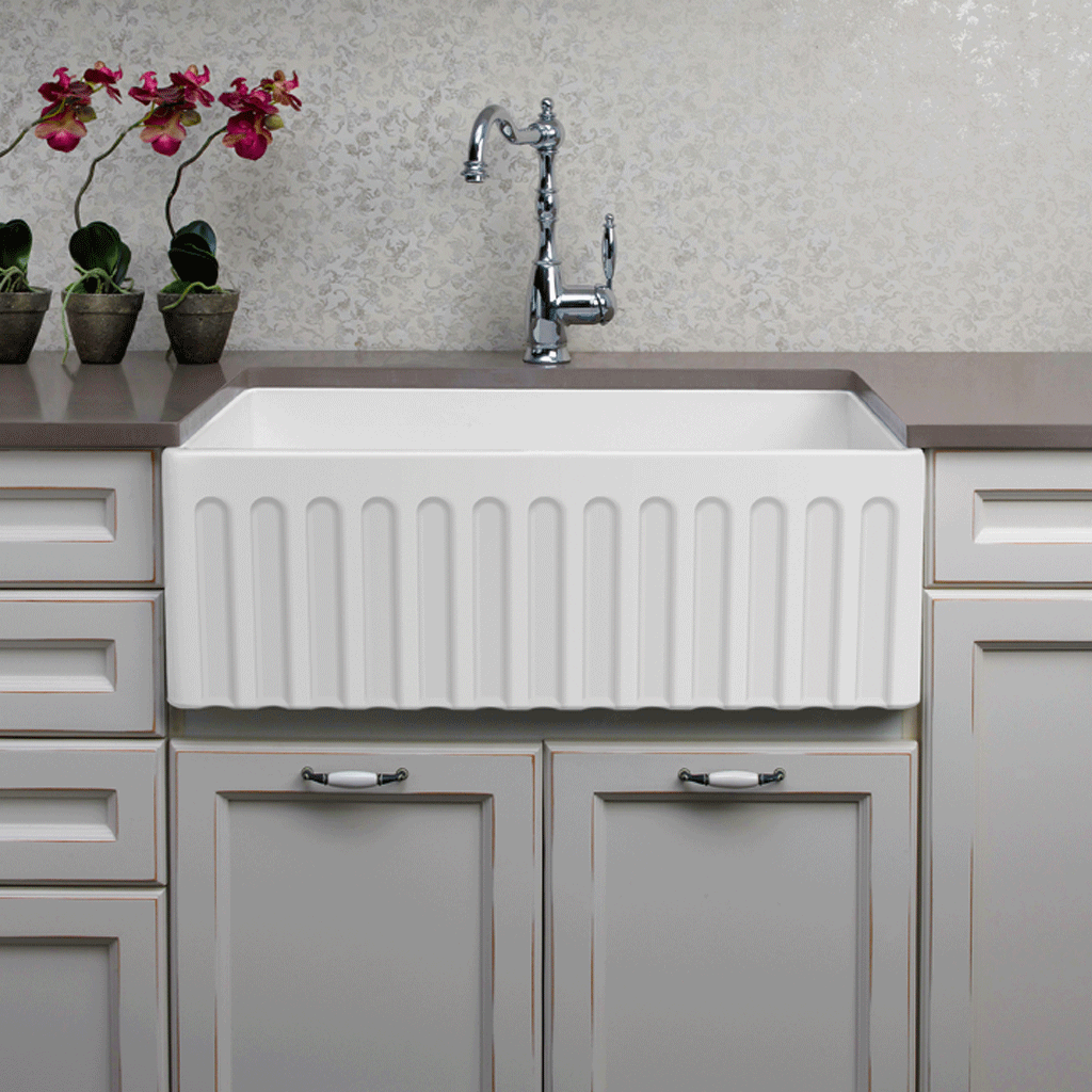 Fine Fireclay Single Sink (NOVI-75) Gloss White